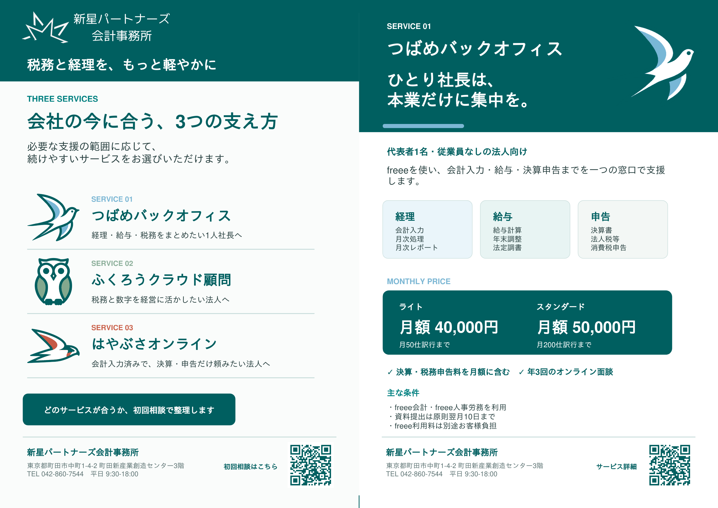 新星パートナーズ会計事務所のA3両面チラシ表面